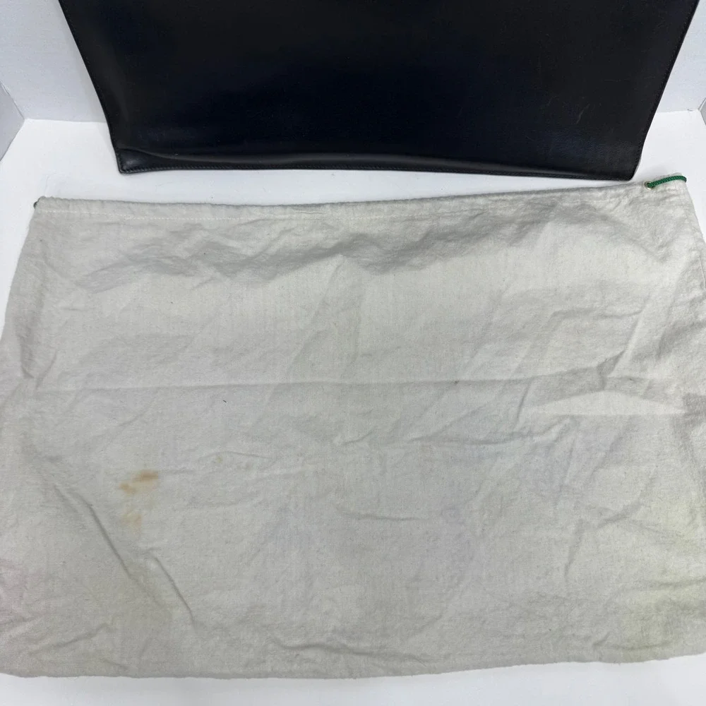 Gucci Vintage Black Leather Envelope Clutch Document Case Portfolio Italy